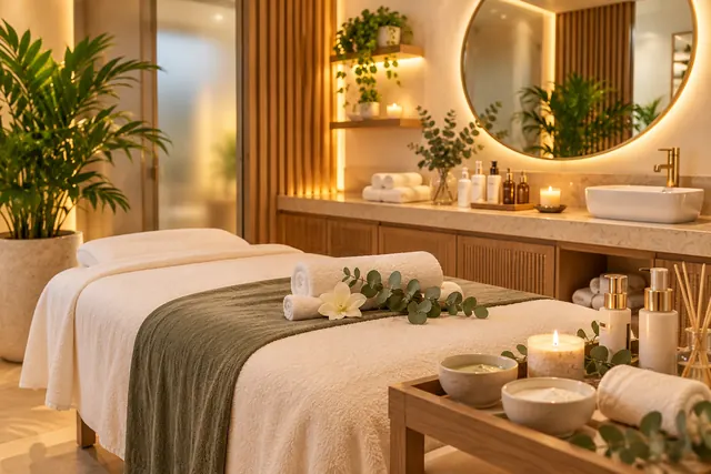Cabina de cuidado facial de spa, imagen ilustrativa